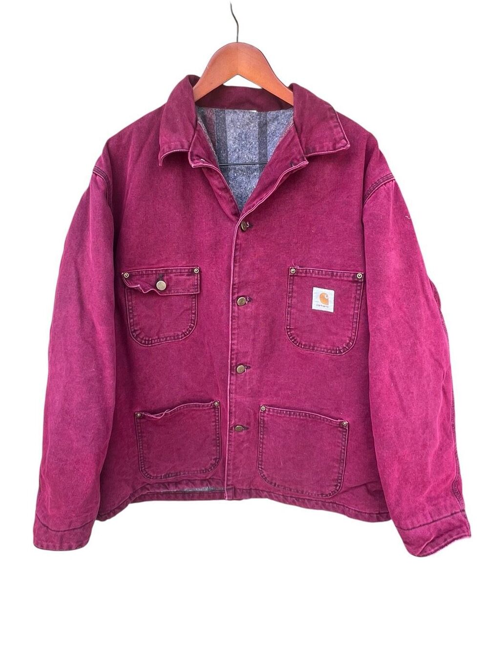 Carhartt Blanket Lined vintage 90’s Work Chore Jacket Size XL/XXL USA burgundy
